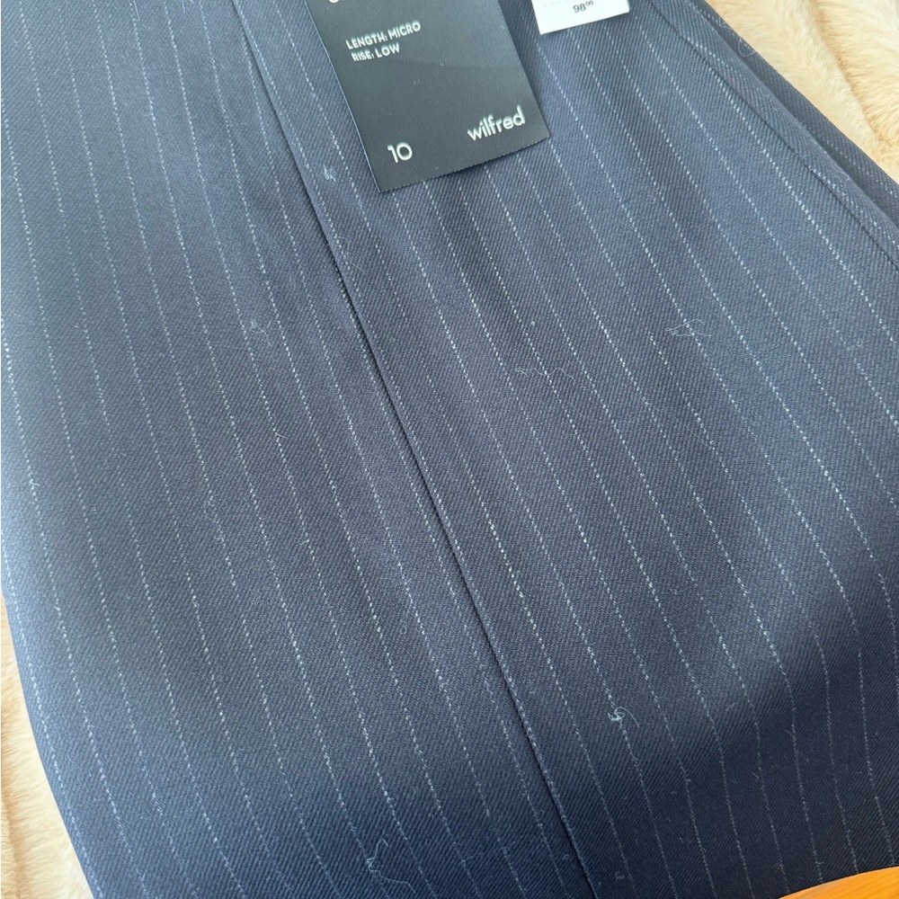 Aritzia Wilfred Dark Navy/Charcoal Pinstripe Mini Skirt